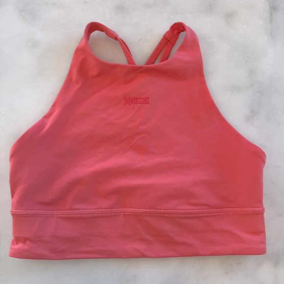 Lululemon Energy High Neck Longline Bra. Peach. 8 - Picture 1 of 5